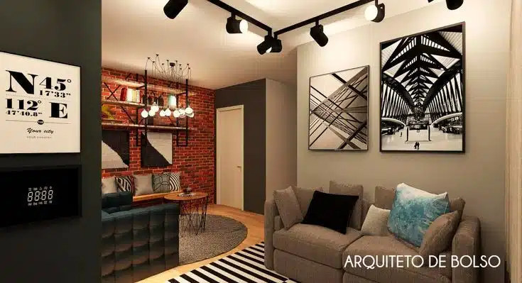 Como decorar uma sala pequena com parede de tijolinho e iuminação estratégica em diferentes pontos Como decorar uma sala pequena com parede de tijolinho e iuminação estratégica em diferentes pontos