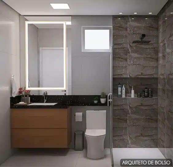 Banheiro pequeno com nicho feito pelo Arquiteto de Bolso. Banheiro pequeno com nicho feito pelo Arquiteto de Bolso.