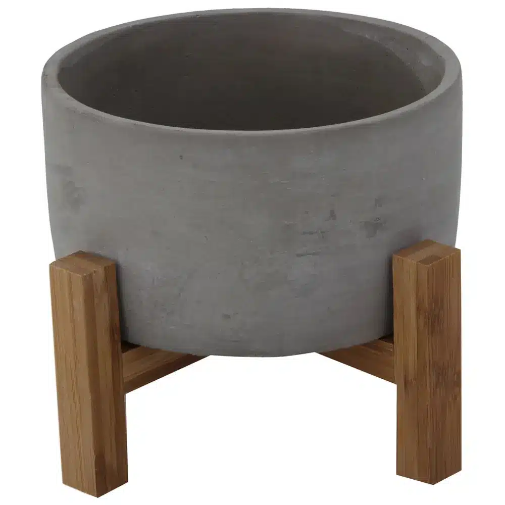 Decoração barata, cachepot com base de madeira