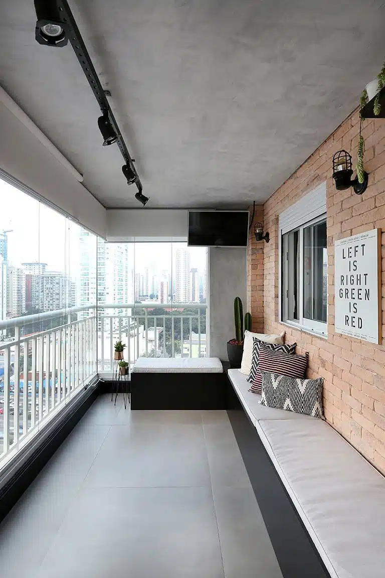 Decoração com cimento queimado, sacada