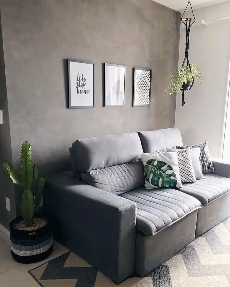 Decoração com cimento queimado, sala