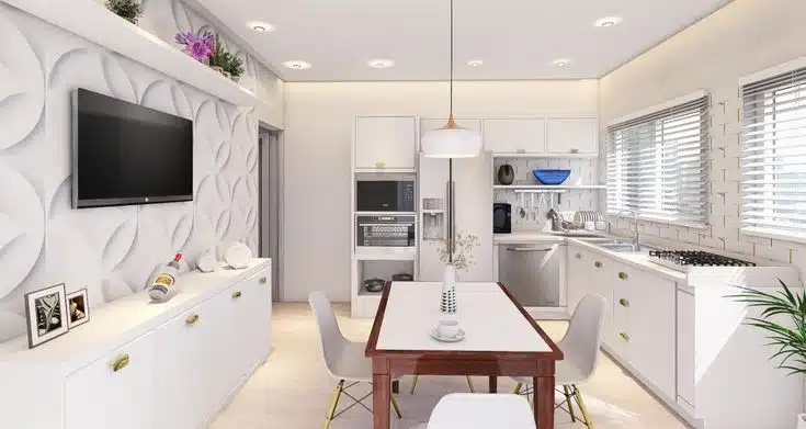Decoração signo de libra, cozinha ampla