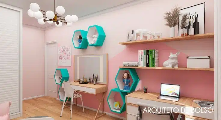 Decoração signo de libra, quarto com nichos