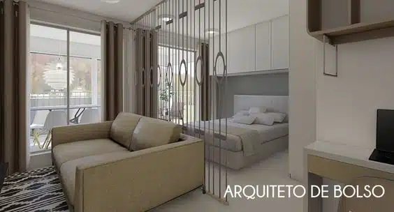Casa pequena estilo loft com divisória para o quarto Casa pequena estilo loft com divisória para o quarto