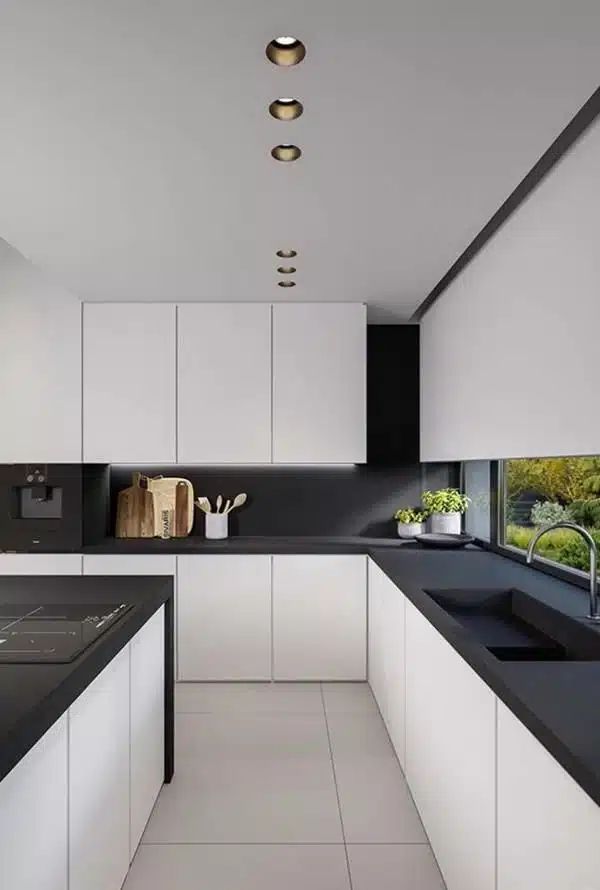 Psicologia das cores, cozinha em preto e branco