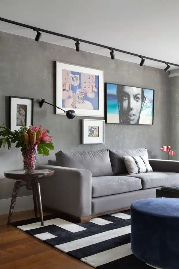 Psicologia das cores, sala com decoração em cinza