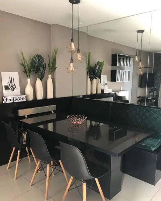 Psicologia das cores, decoração de sala de jantar em preto