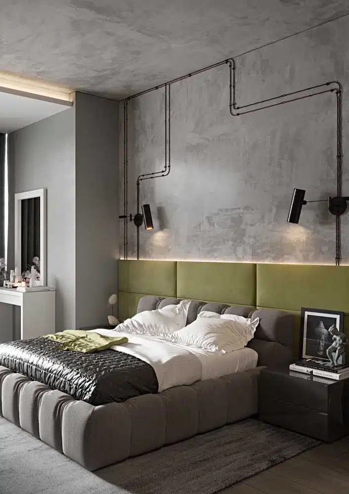 Quarto cinza e verde
