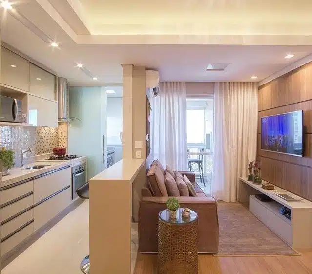 Sala e cozinha conjugadas, layout
