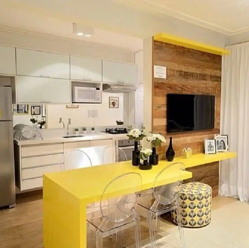 Sala e cozinha conjugadas, parede