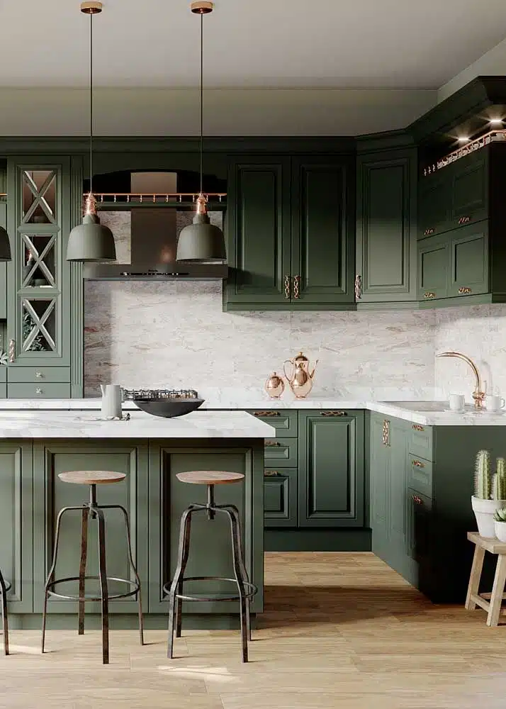Tendências de decoração para 2020, cozinha em verde monocromático