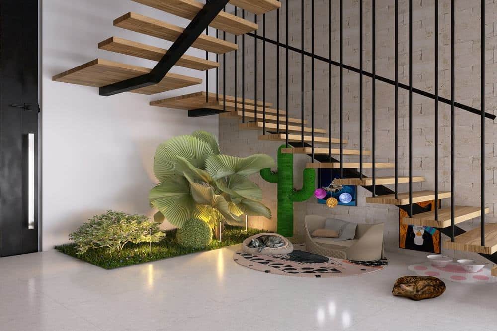 Como aproveitar o espaço embaixo da escada? Espaço para pets