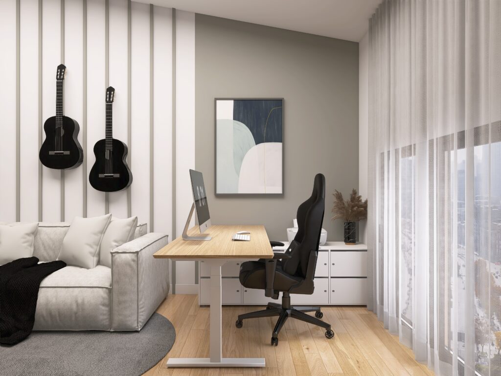 home-office-com-destaque-para-uma-cadeira-com-apoio-lombar-e-uma-pessoa-sentada-com-postura-adequada.