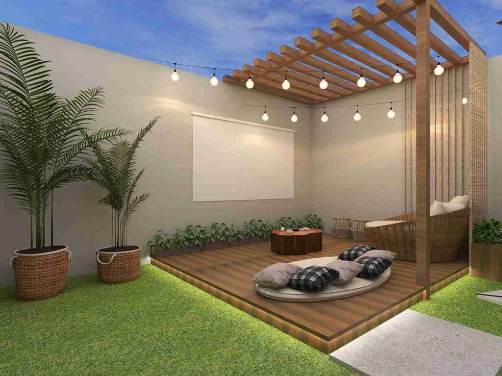 áreas de lazer simples e baratas para se inspirar: cinema ao ar livre