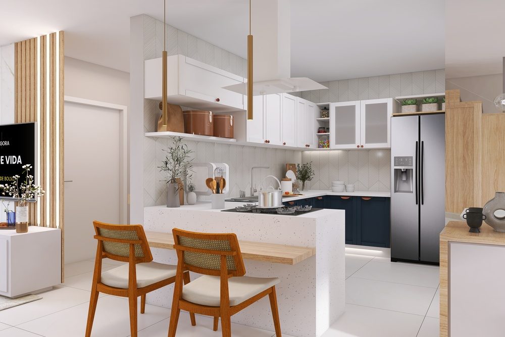 cozinha americana como fazer layout em peninsula
