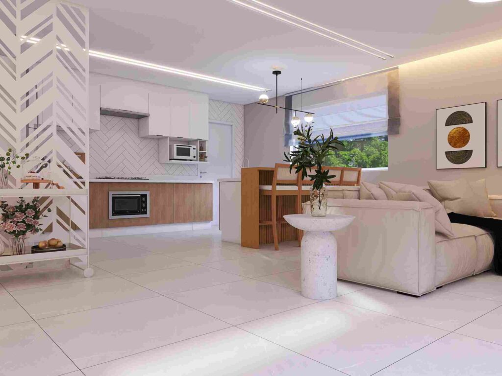 Porcelanato para sala e cozinha