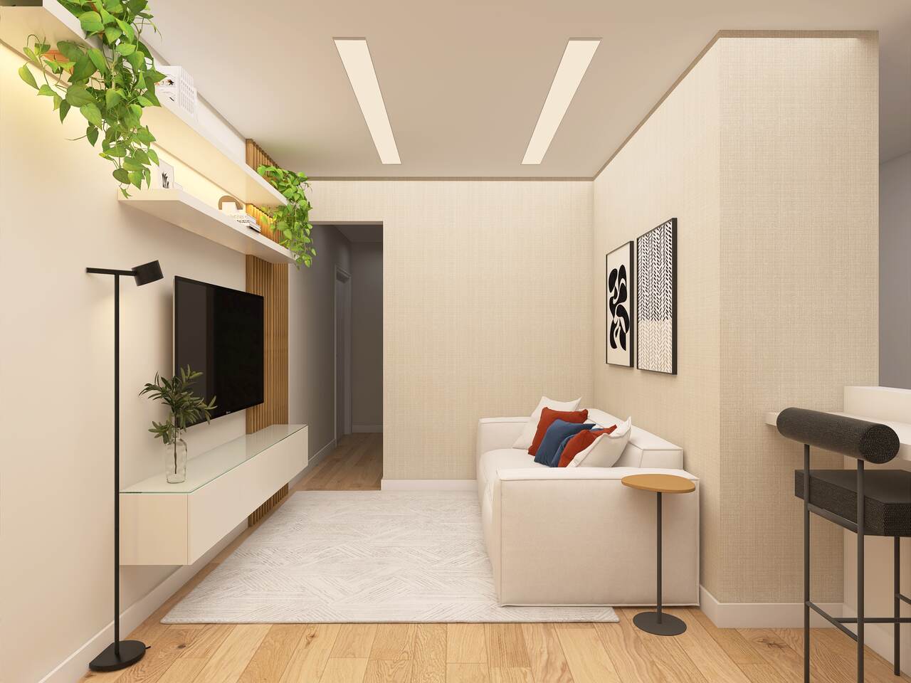 Sala de apartamento alugado decorado